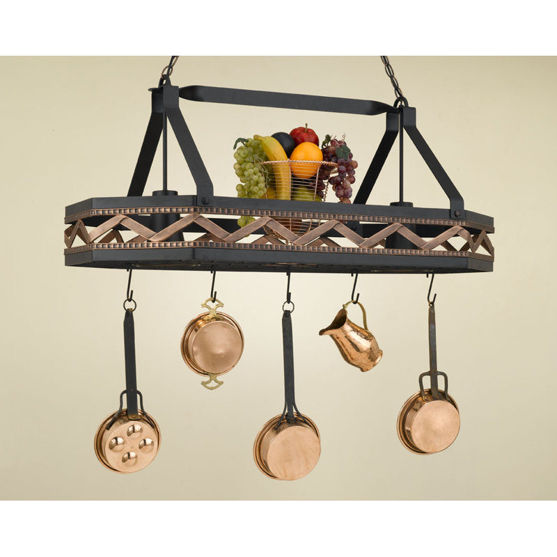 Williston 8 Sided Hanging Pot Rack with 2 Lights & Reviews Wayfair